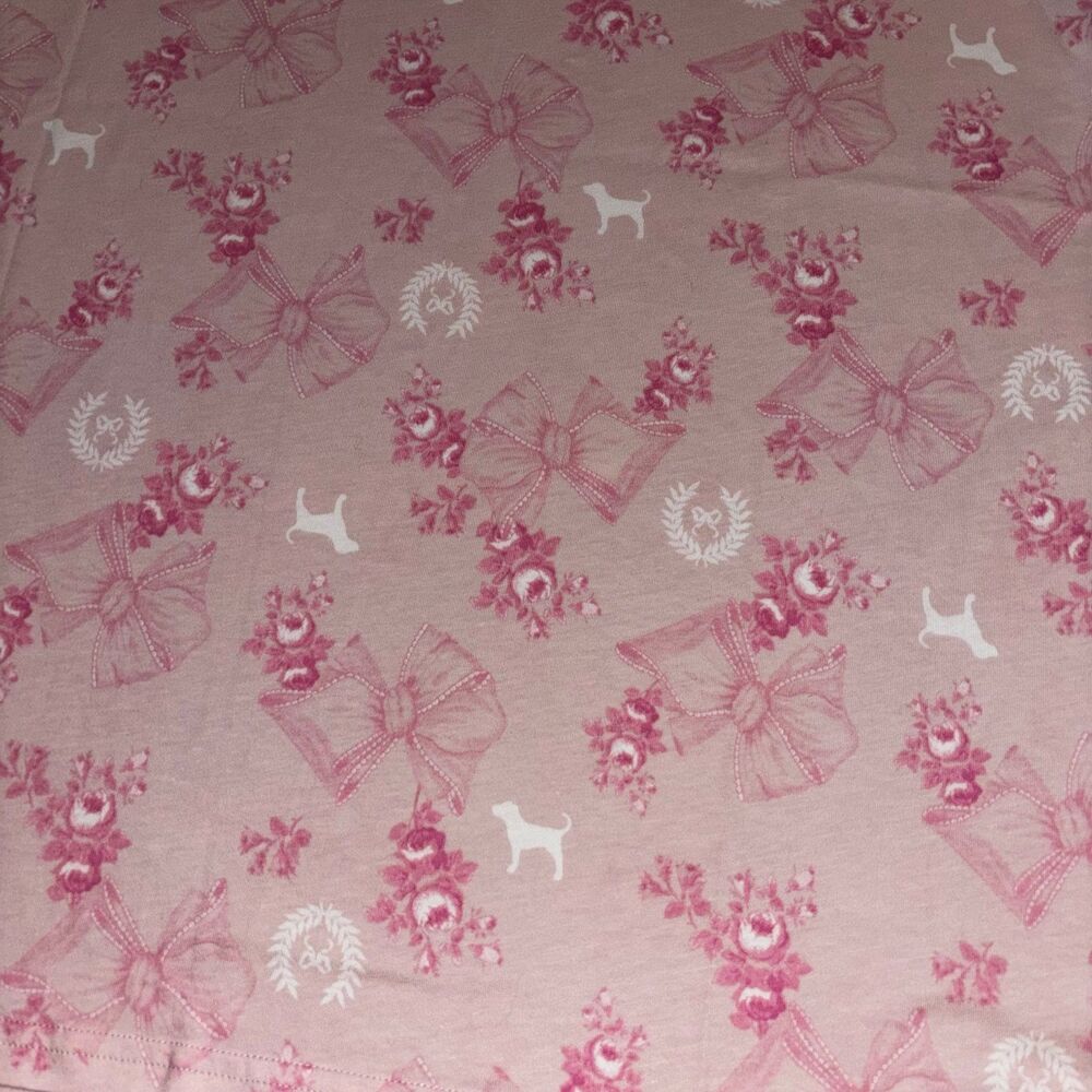 PINK x LoveShackFancy Beaux Icons Floral Bow Short Sleeve Cotton Campus T-Shirt - Picture 8 of 11